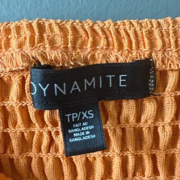 Dynamite, size xs, Orange Smocked Peplum cropped summer Top - Picture 4 of 5